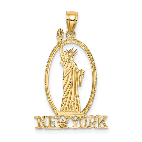 14K Yellow Gold Cut-out New York Charm with Statue of Liberty
