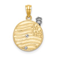 14K Two-tone Lady Liberty on American Flag Disk Pendant view 4