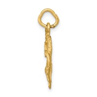 14K Yellow Gold Polished and Textured Double Heart Pendant view 2