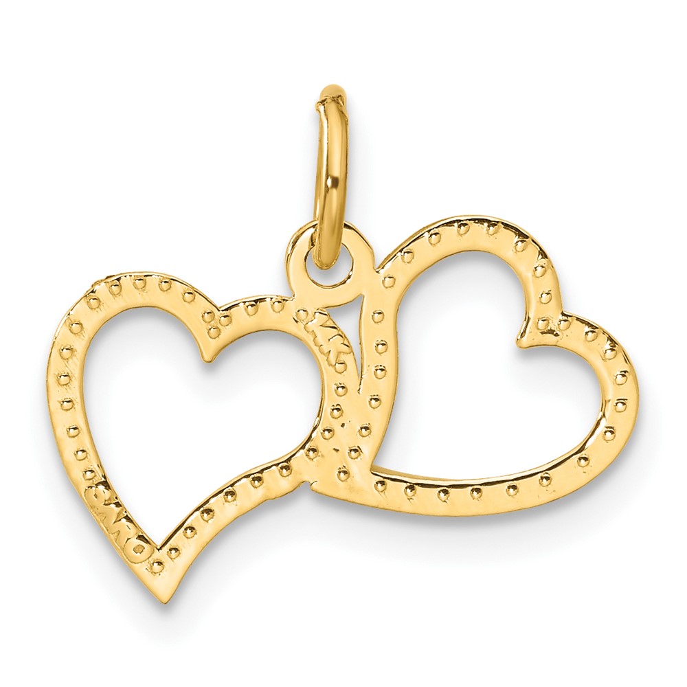 14K Polished Double Heart Pendant (C309)