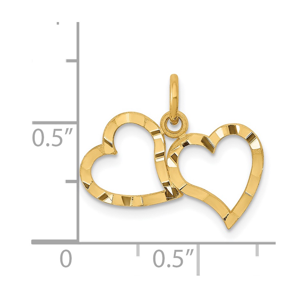 14K Polished Double Heart Pendant (C309)