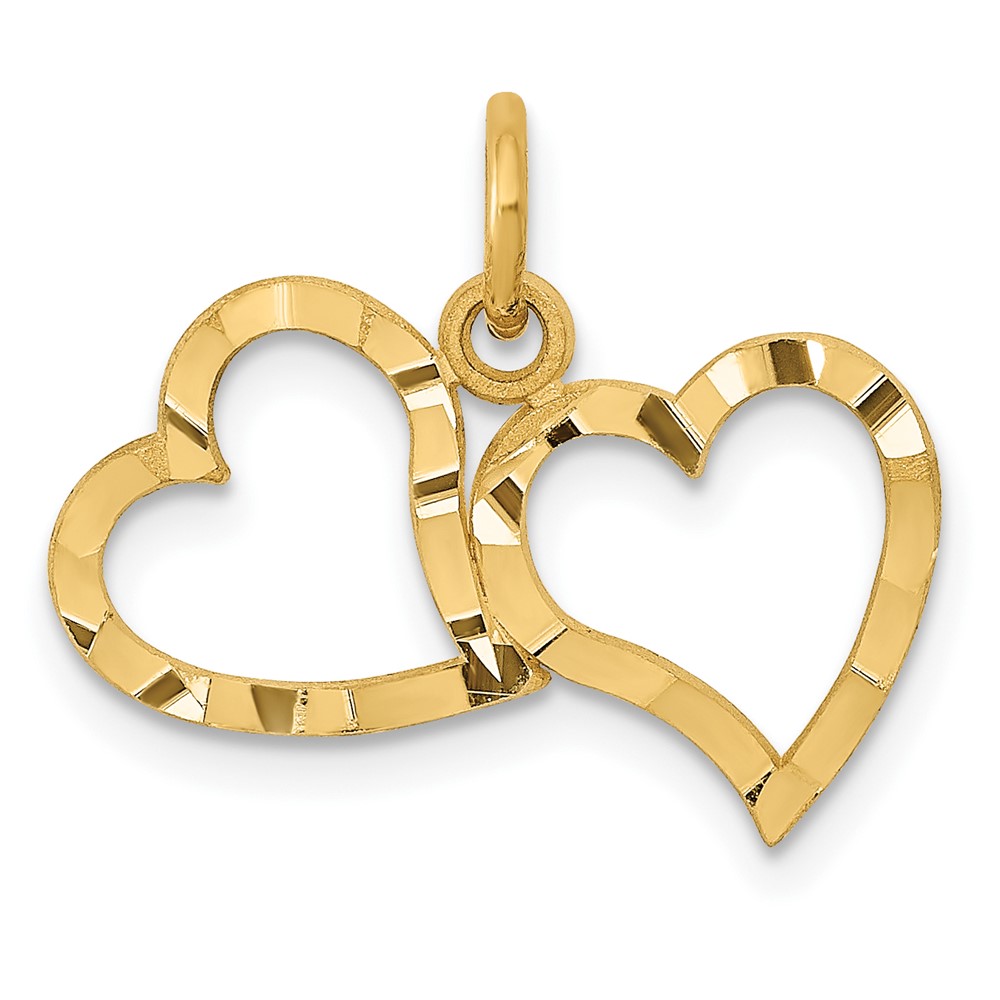 14K Polished Double Heart Pendant (C309)