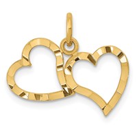 14K Polished Double Heart Pendant view 1
