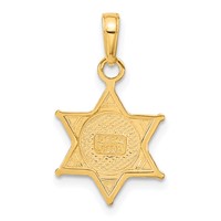 14K Yellow Gold Deputy Sheriff Badge Pendant with Bear view 3
