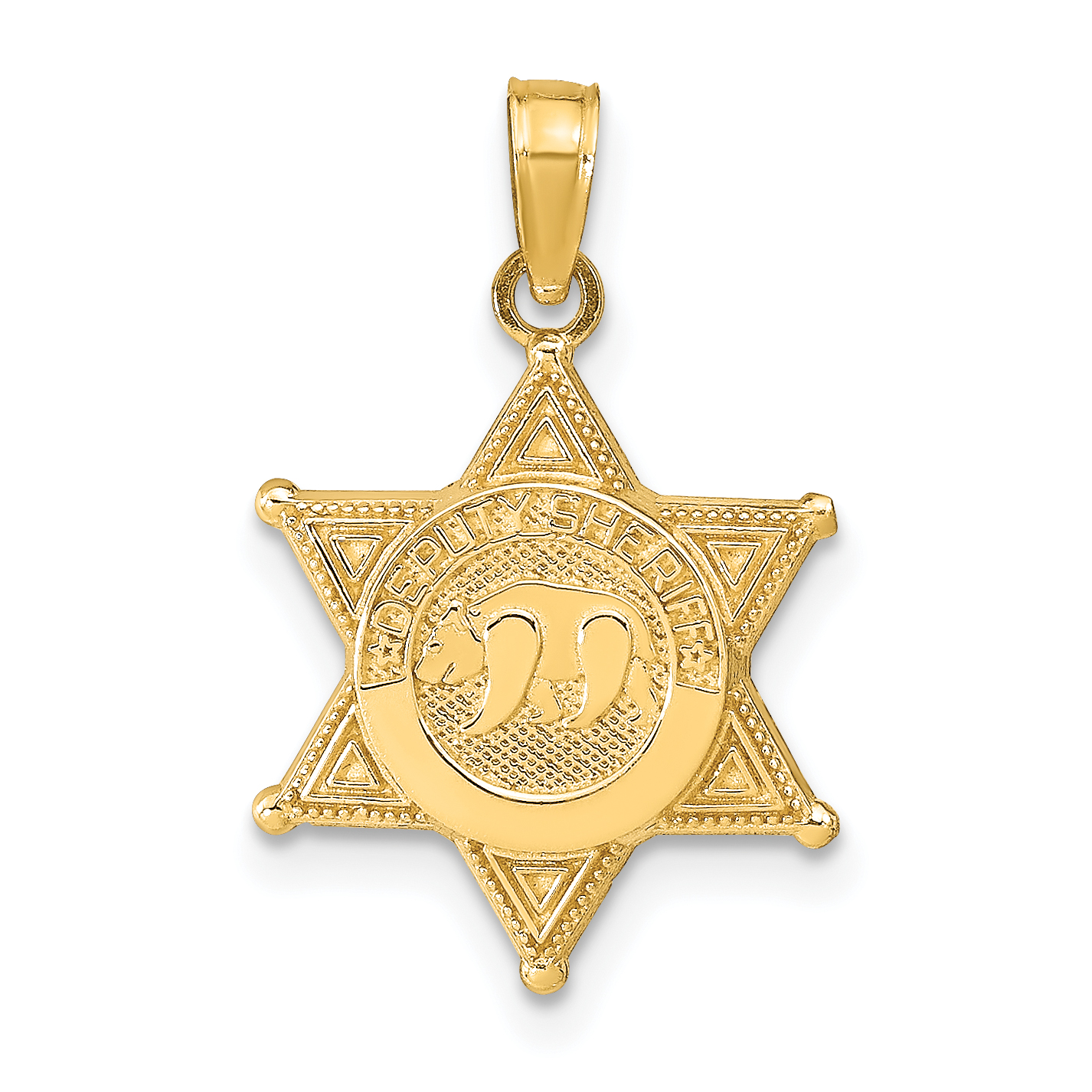 14k DEPUTY SHERIFF Badge with Bear Pendant (C3098)