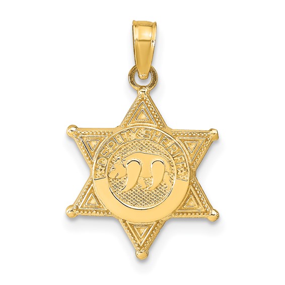 14k DEPUTY SHERIFF Badge with Bear Pendant