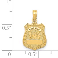 14K Yellow Gold Police Badge Pendant with Engravable Area view 4