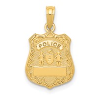 14K Yellow Gold Police Badge Pendant with Engravable Area view 1