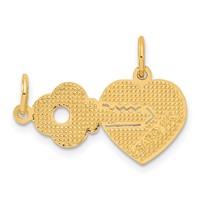 14K Yellow Gold Polished 2-Piece Break-Apart HE Who Holds the Key Can Unlock MY Heart Charm view 3