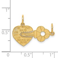 14K Yellow Gold Polished 2-Piece Break-Apart HE Who Holds the Key Can Unlock MY Heart Charm view 4