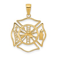 14K Fireman Shield Pendant view 1