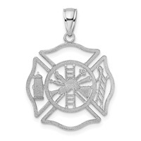 14K White Gold Fireman Shield Charm view 3