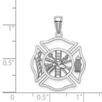 14K White Gold Fireman Shield Charm view 4