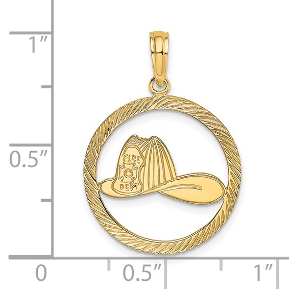 14k Fireman Helmet in Circle Charm