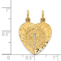 14K Yellow Gold 2-Piece Break-apart Diamond-cut From MY Heart Direct to Yours Charm view 3