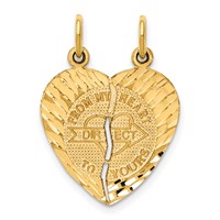 14K Yellow Gold 2-Piece Break-apart Diamond-cut From MY Heart Direct to Yours Charm view 1