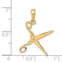 14K Yellow Gold 3-D Moveable Scissors Pendant view 4