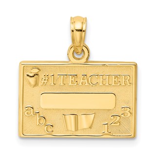 14k #1 TEACHER with Engravable Area Charm