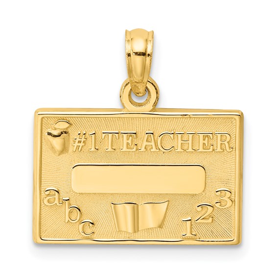 14k #1 TEACHER with Engravable Area Charm