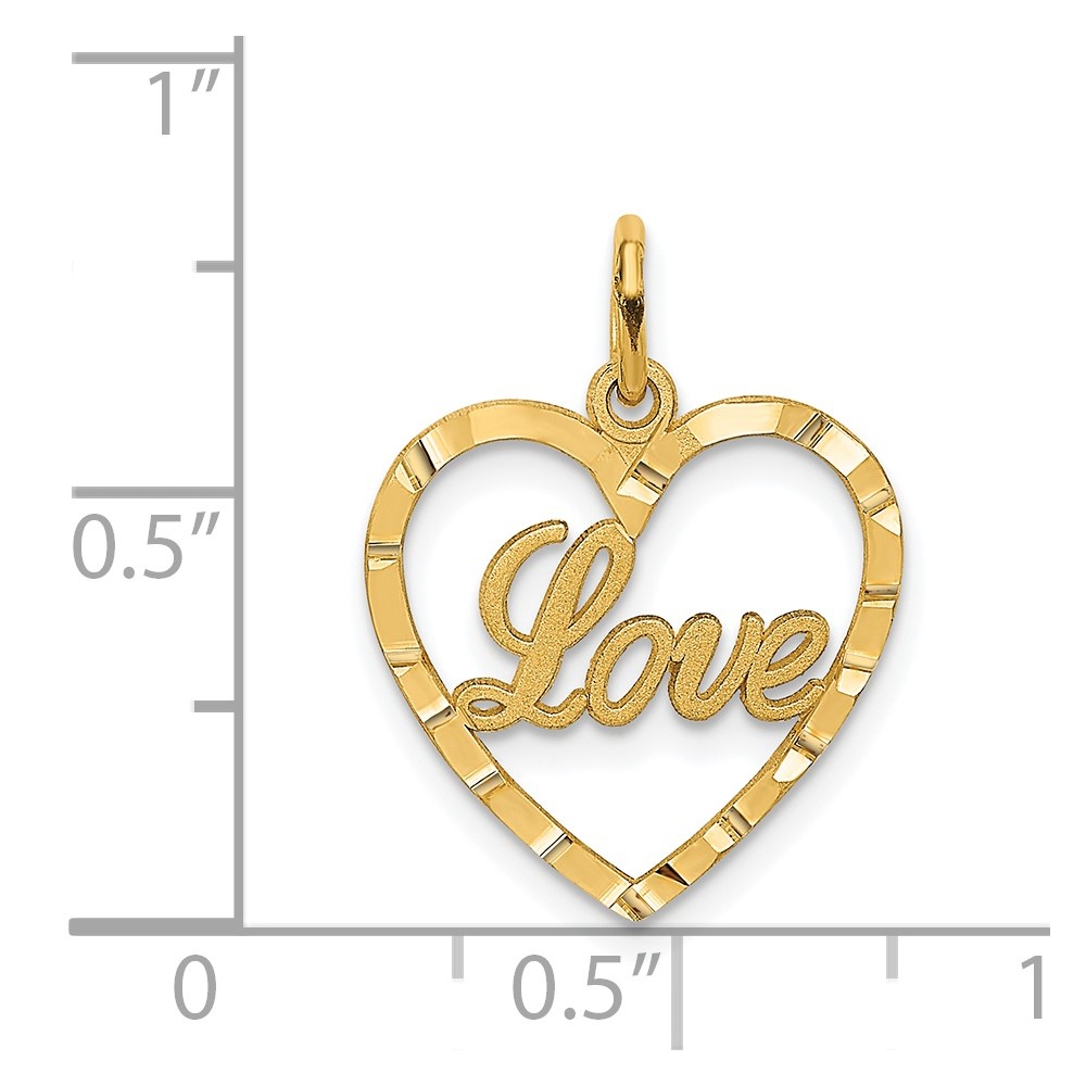 14k LOVE Diamond-cut Heart Pendant (C312)