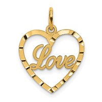 14K Love Diamond-cut Heart Pendant view 1