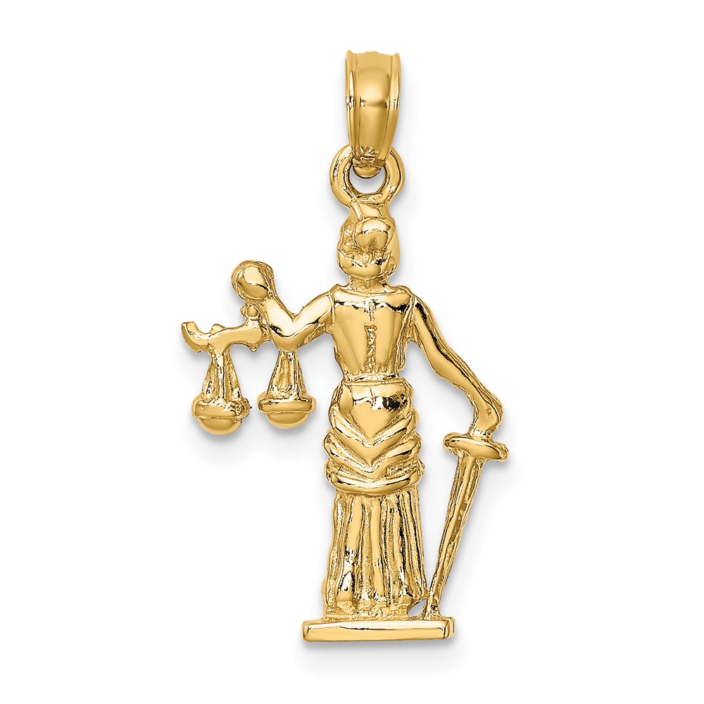 14k 3-D Lady of Justice w/Moveable Scales Pendant (C3121)