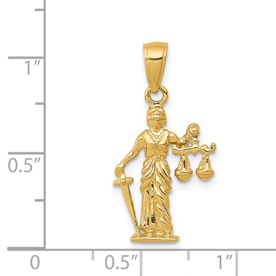 14k 3-D Lady of Justice with Moveable Scales Pendant