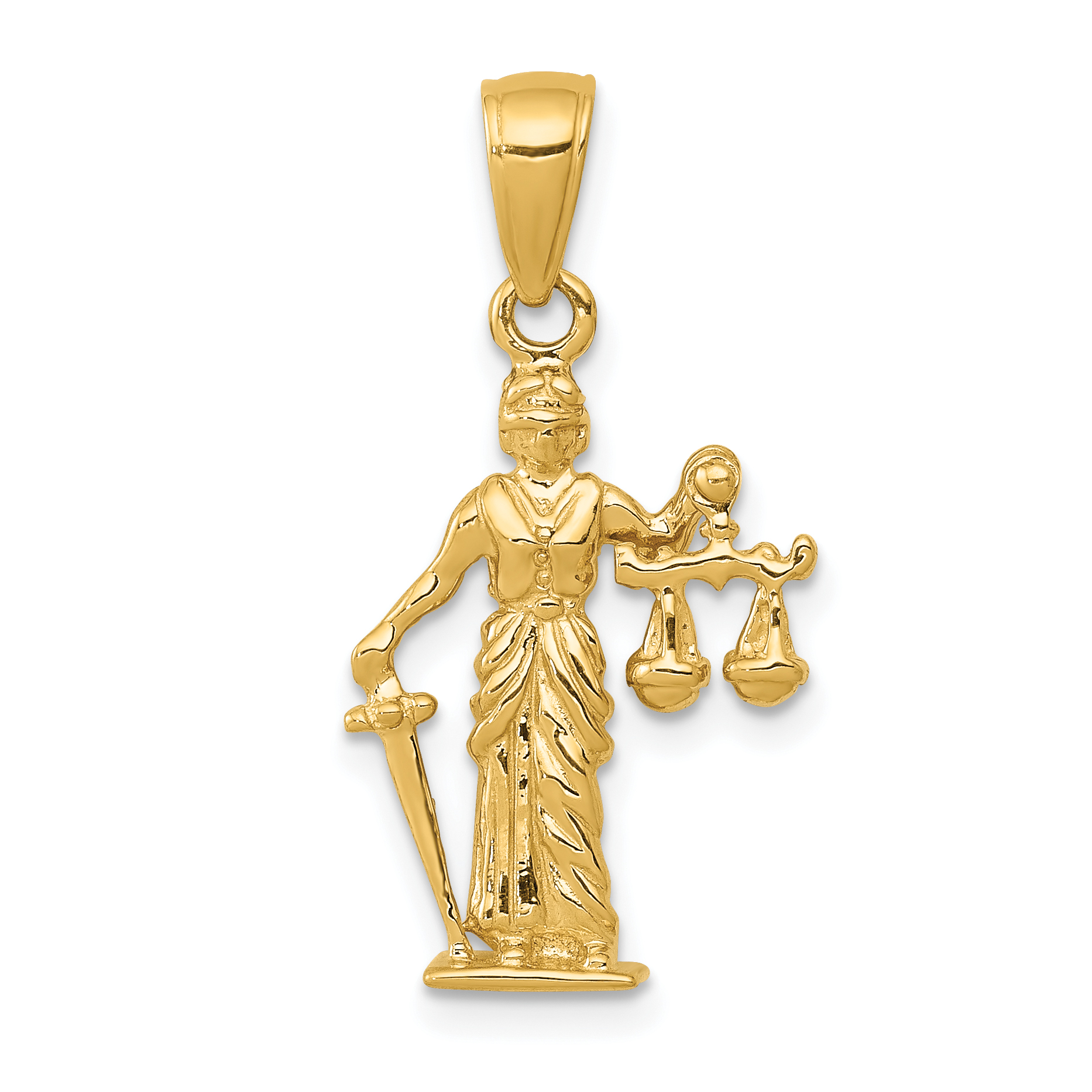 14k 3-D Lady of Justice w/Moveable Scales Pendant (C3121)