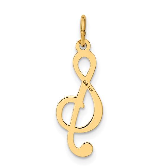 Gold Polished Treble Clef Charm