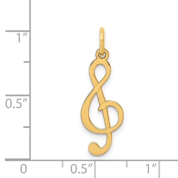 Gold Polished Treble Clef Charm