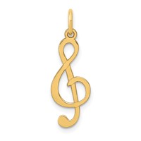 14K Yellow Gold Polished Treble Clef Charm view 1