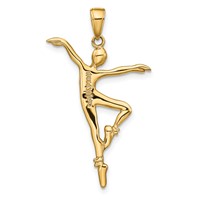 14K Yellow Gold Unisex Ballet Dancer Pendant view 3