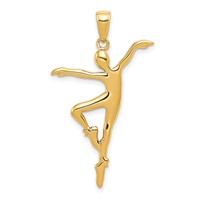 14K Yellow Gold Unisex Ballet Dancer Pendant view 1