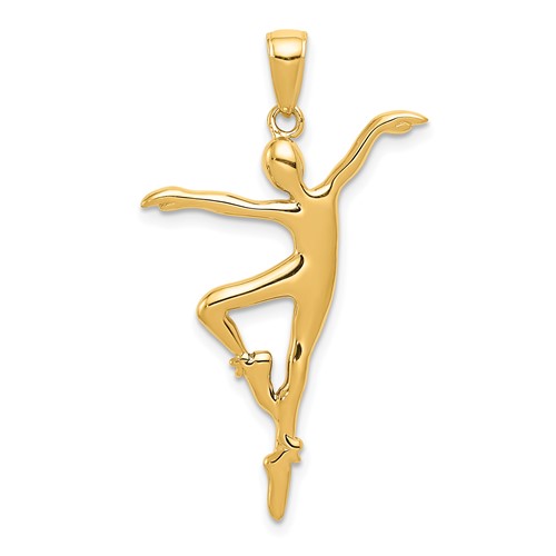 14K Yellow Gold Unisex Ballet Dancer Pendant