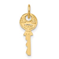 14K Yellow Gold Polished 3D Rounded Top Key Charm view 3