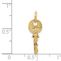 14K Yellow Gold Polished 3D Rounded Top Key Charm view 4