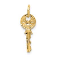 14K Yellow Gold Polished 3D Rounded Top Key Charm view 1