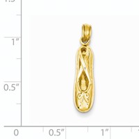 14K Yellow Gold 3-D Ballet Slipper Pendant view 3