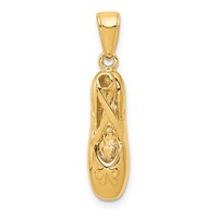 14K Yellow Gold 3-D Ballet Slipper Pendant view 1