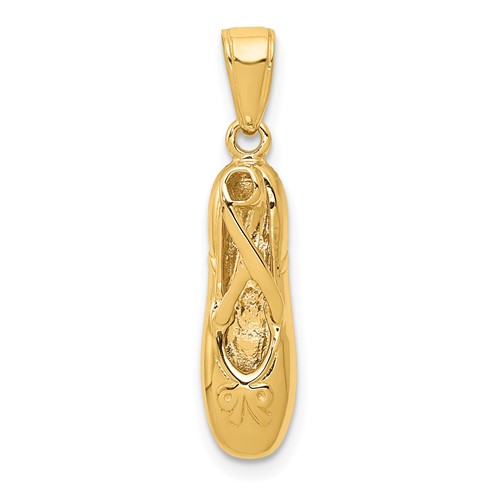 14K Yellow Gold 3-D Ballet Slipper Pendant