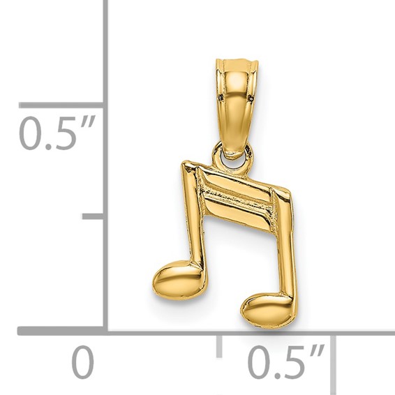 14k Double Music Notes Charm