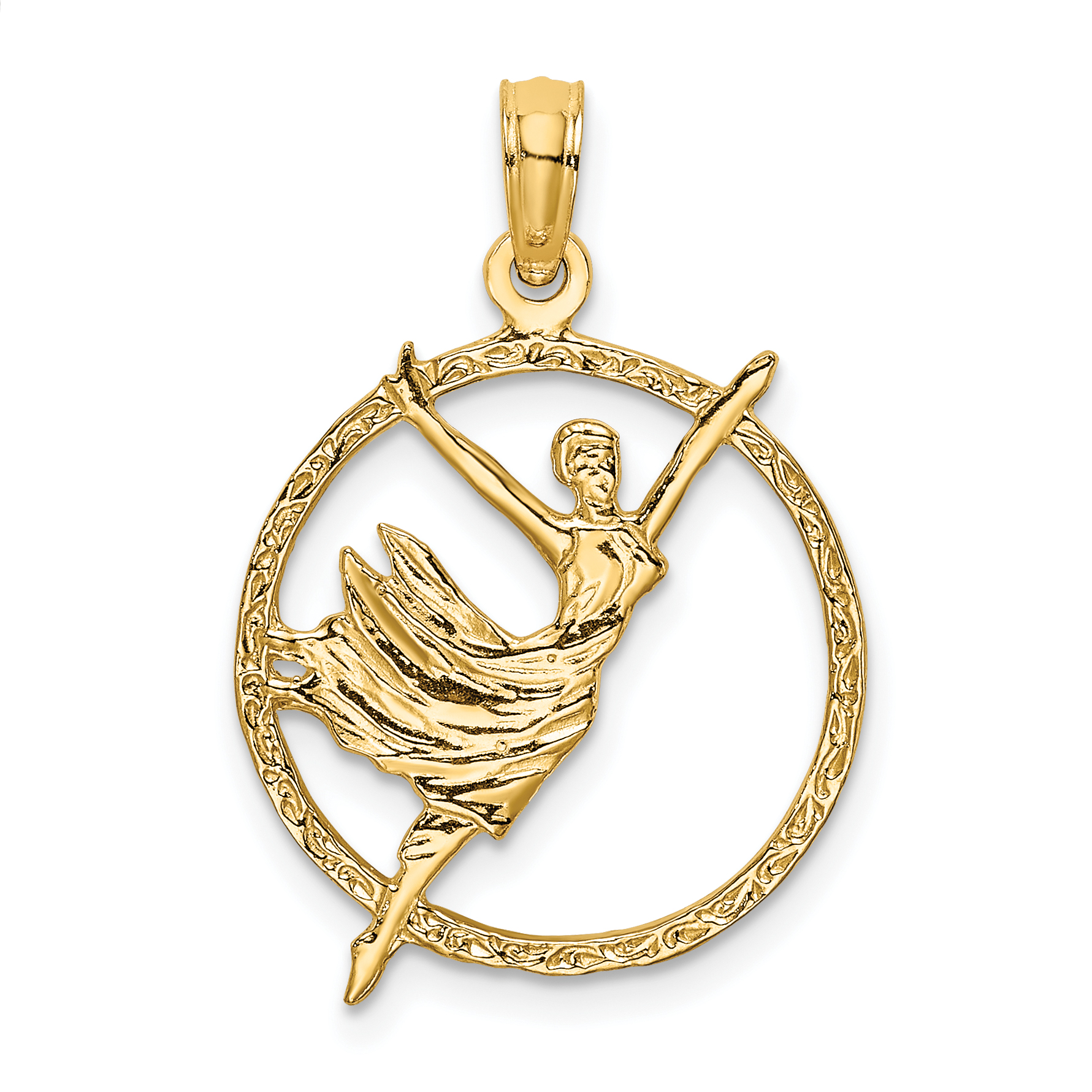 14k Dancer in Circle Frame Charm (C3133)
