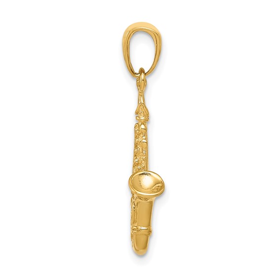 Gold 3D Saxophone Pendant