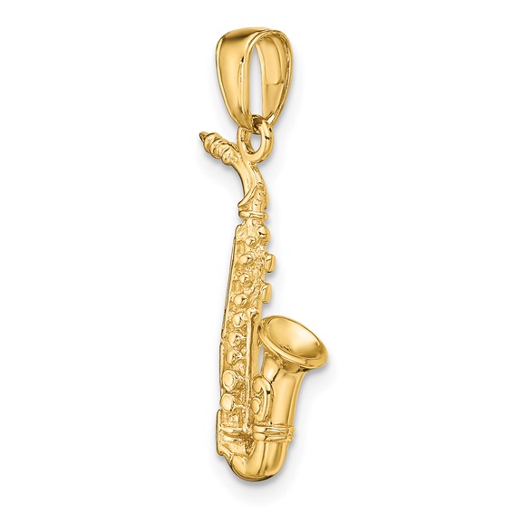 Gold 3D Saxophone Pendant