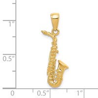 14K Yellow Gold 3-D Saxophone Pendant view 4