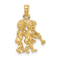 14K Yellow Gold 3-D Gemini Zodiac Charm view 4