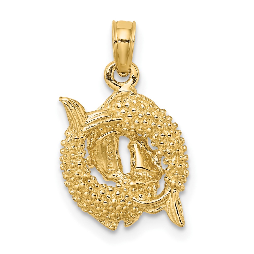 14k 3-D Pisces Zodiac Charm (C3154)