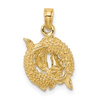 14K Yellow Gold 3-D Pisces Zodiac Charm view 4