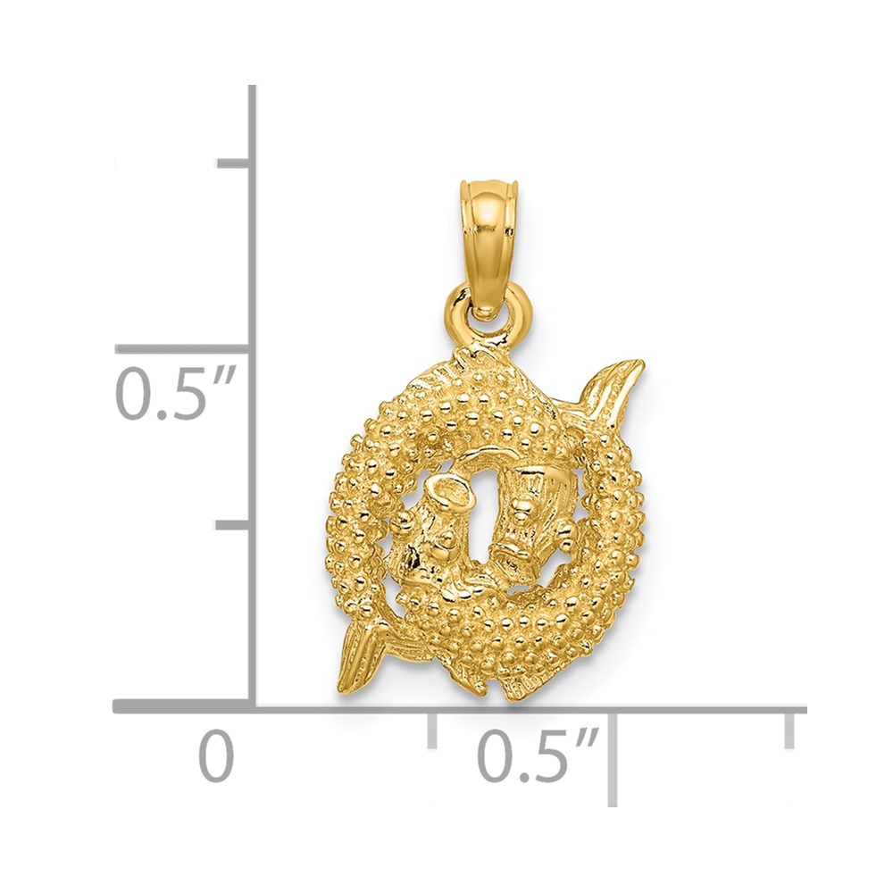 14k 3-D Pisces Zodiac Charm (C3154)