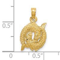14K Yellow Gold 3-D Pisces Zodiac Charm view 3